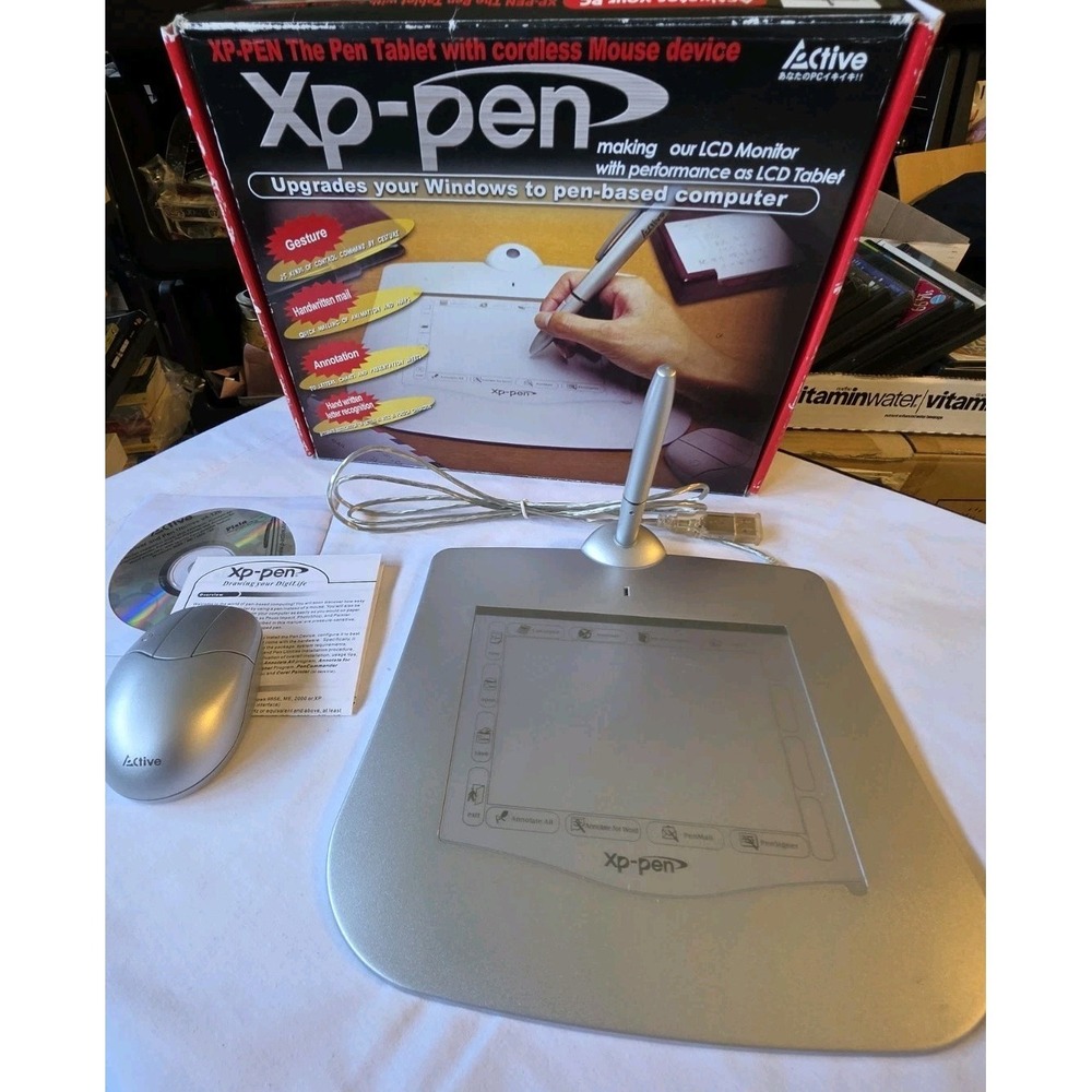 Vintage P-Active XP-Pen Graphic Pen Tablet + Cordless Mouse Stylus XP-5550A PC
